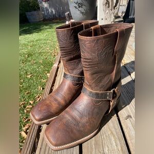 Arias Patriot Buckle Harness Leather Western Boot